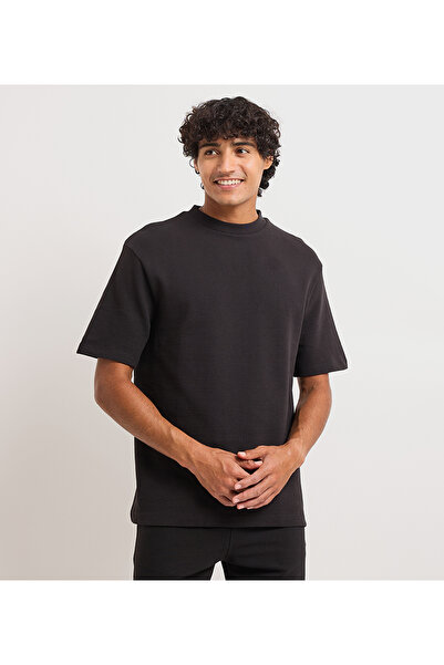 Aeropostale Men's Black Plain Crew Neck Short Sleeve T-Shirt