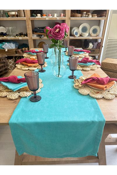 Decamor home Turcoaz Blue Velvet Long Runner