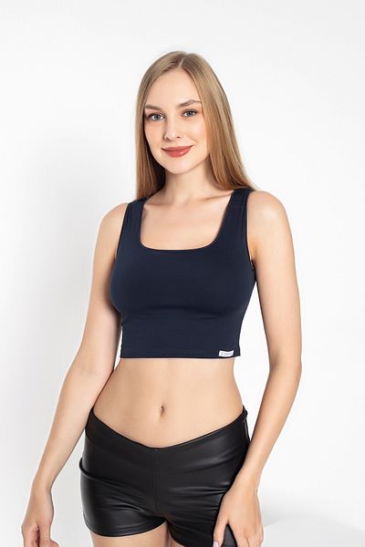 shefox Wide Strap Modal Crop Women's Tank Top - confeo