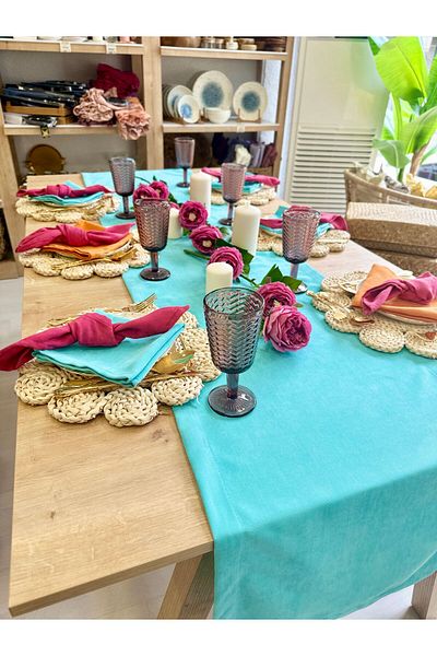 Decamor home Turcoaz Blue Velvet Long Runner