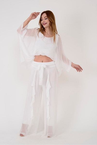 Park Moda 6133 Model - Silk Trousers, Belt Detail and Ruffle