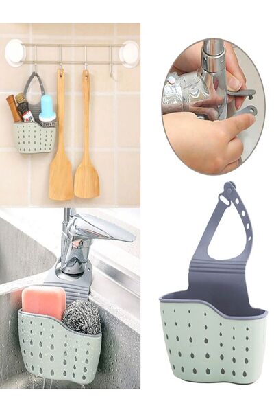 Özasya AVM Banyo Ve Mutfak Musluk Askılı Bulaşık Süngeri Ve Sabunluk Süzgeçli Düzenleyici