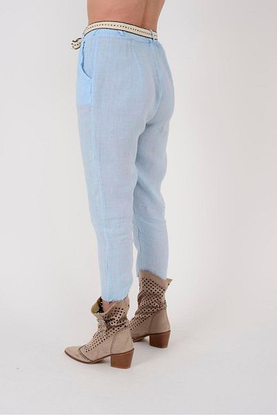 Park Moda 10156H Linen Trousers - Carrot Cut with Belt Detail