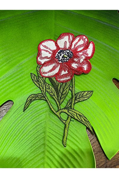 Gönülden Tasarım 20x11 см Червона квітка з вишивкою, аплікація