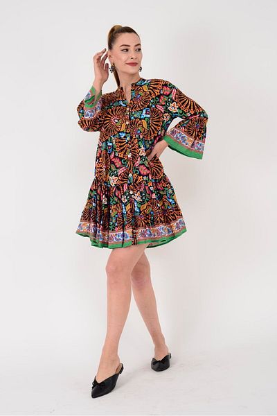 Park Moda An181 Ethnic Pattern Short Dress