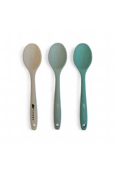 CEPHOME 20cm ısıya dayanıklı çok amaçlı silikon kaşık beyaz + turkuaz + yeşil