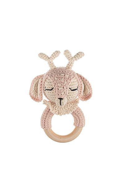 Wellgro Cuddly Amigurumi Deer Rattle-powder