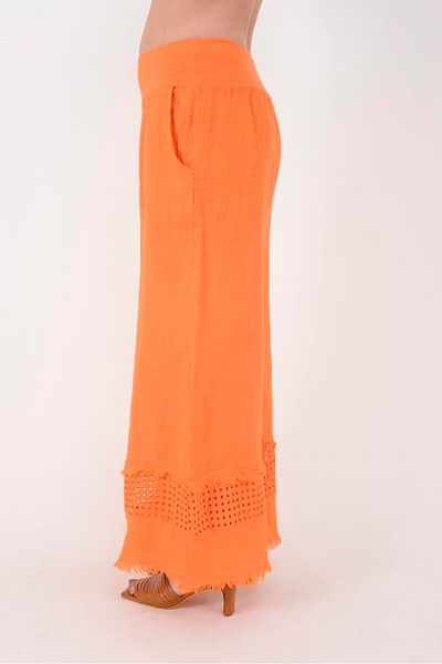 Park Moda 15-84 Model Linen Trousers - Plain Pattern and Scallop Detail