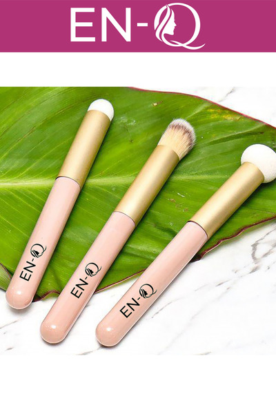 ENQ Profesyonel 3lü Fırça Set Kontür-Fondöten-Allık Fırçaları