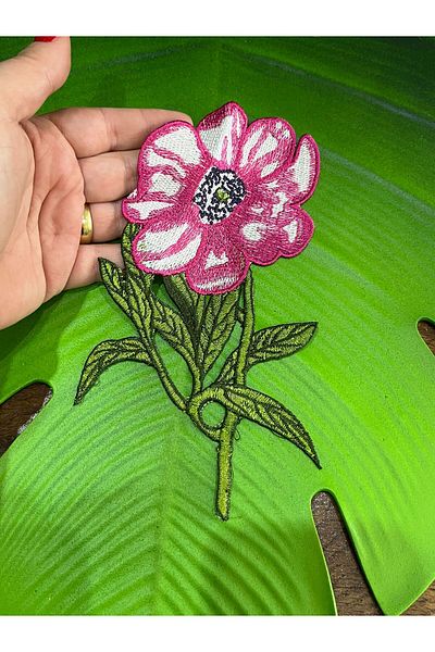 Gönülden Tasarım 20x11 cm Aplicație de cusut brodată cu flori roz