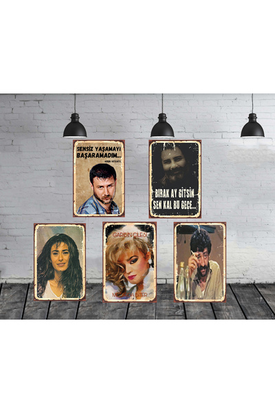 hazalshop Bergen Müslüm Azer Ahmet Kaya  Temalı  5 Adet 20 x 30  x   CM  Ahşa...