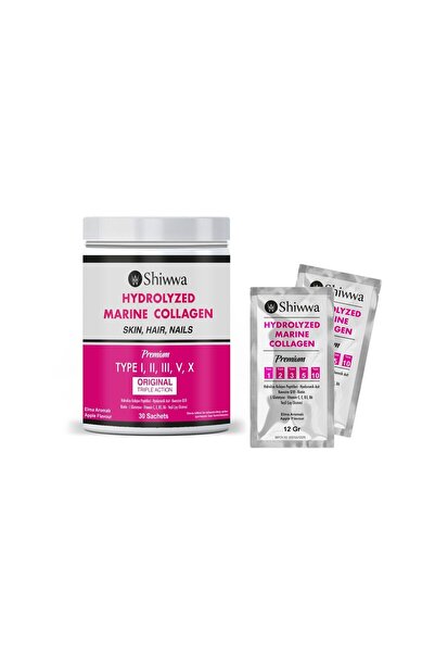 Shiwwa 30 كيس من الكولاجين البحري مع التفاح