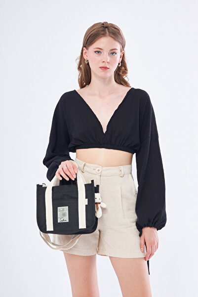 LOCHCA Zek Ayıcıklı Kanvas Çanta SİYAH