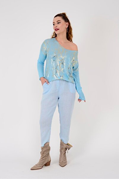 Park Moda 10156H Лляні штани - з поясом, кроєм «морква»