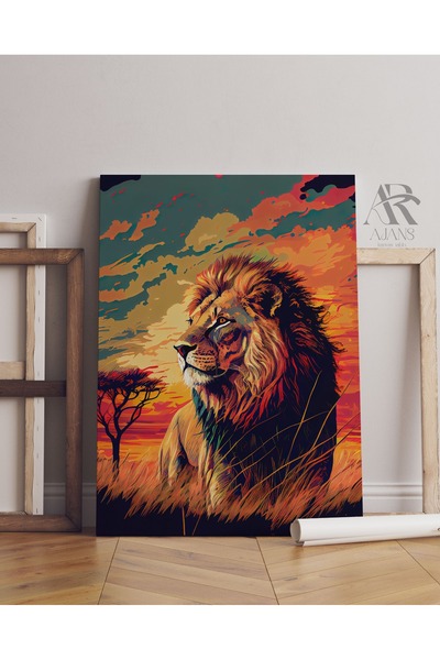 AR AJANS KANVAS TABLO Διακοσμητικός πίνακας σε καμβά Lion Wild Power στο ηλιο...
