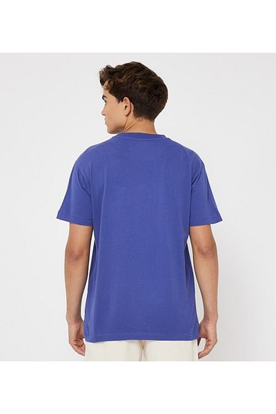 Aeropostale تي شيرت رجالي بأكمام قصيرة وياقة دائرية وطبعة نصية باللون الأزرق