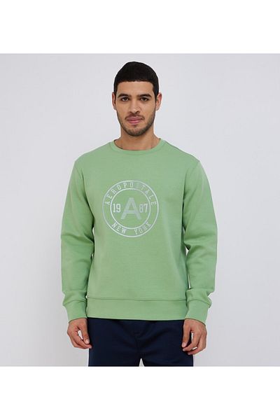 Aeropostale Men's Green Text Printed Round Neck Sweatshirt
