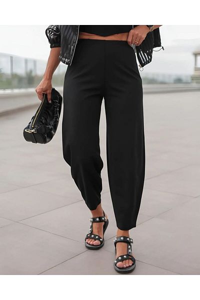 MORE MOSS Pantaloni largi din lycra cu talie elastică