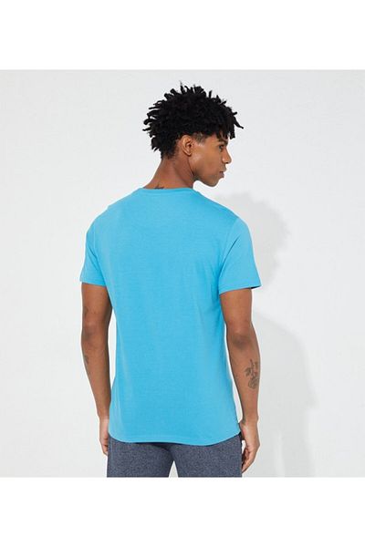 Aeropostale Men's Blue Plain Crew Neck Short Sleeve T-Shirt