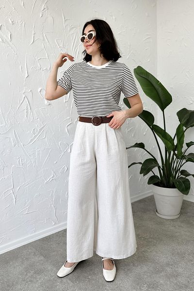 Poliyance Mira Ecru Color Trousers