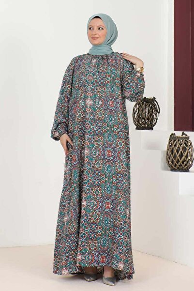 SGS Φόρεμα μεγάλου μεγέθους με σμαραγδένιο πράσινο σχέδιο