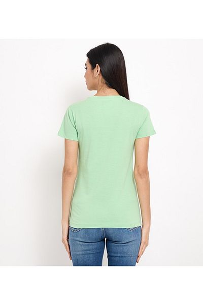 Aeropostale Women's Green Text Printed Crew Neck Short Sleeve T-Shirt