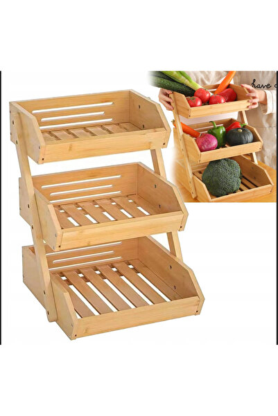 Karçiçeği Home 3 KATLI MEYVE SEPETİ, BAMBU SEBZE  SEPETİ