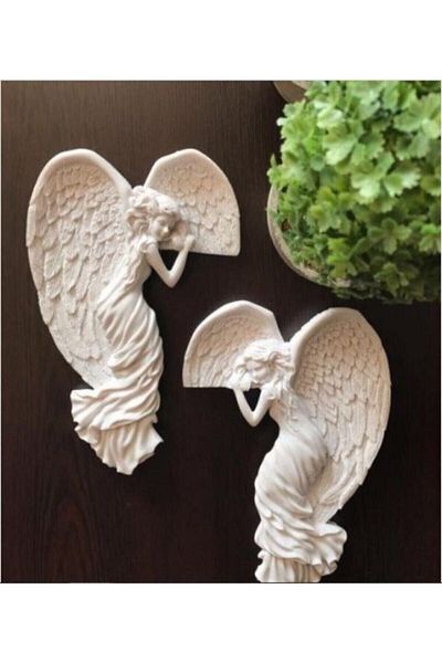 Dagosstore Angel White Angel - ديكور المنزل (يمين ويسار) إكسسوار الباب والجدار