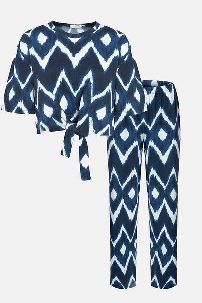 koza iç giyim Set de pijamale de tricou cu cravată în față din bumbac pentru femei