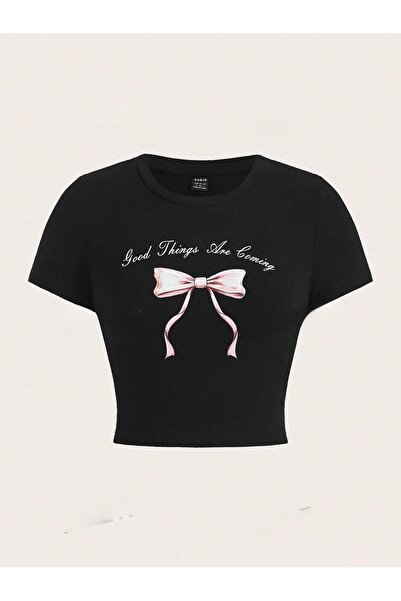 over head oh Tricou crop pentru femei cu imprimeu cu panglică Y2K Good Things