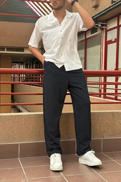 inpool Flexible and Flowy Wide Fabric Baggy Trousers with Pleat Detail ASP01 - Summer-Spring