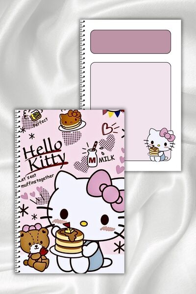 daily notebook Hello Kitty ve Kuromi Çizgisiz Defter,64 Sayfa,a5,spiralli Defter