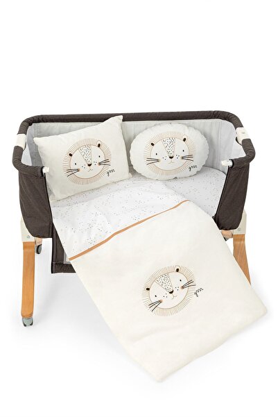 Wellgro Baby Lion 5 Parça Beşik Uyku Seti, 90x60 cm Bebek Beşik Uyku Takımı -Ekru