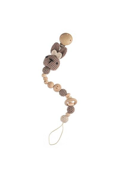 Wellgro Cuddly Amigurumi Rabbit Pacifier Chain-mink