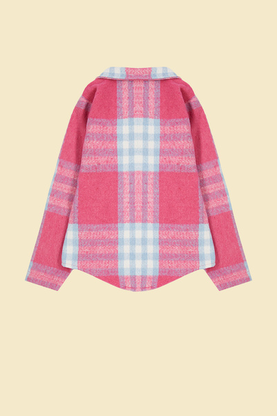 TRENDYOLKIDS Plaid Patterned Fuchsia Girl's Shirt - TKDAW25GO00004