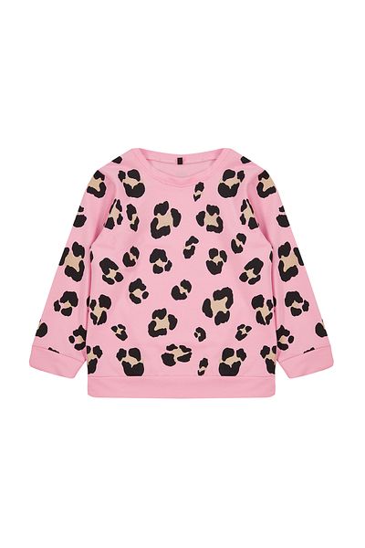 TRENDYOLKIDS Girl's Seasonal Knitted Sweatshirt - Thin Leopard Print, Pink*003 Tkdaw25sw00001