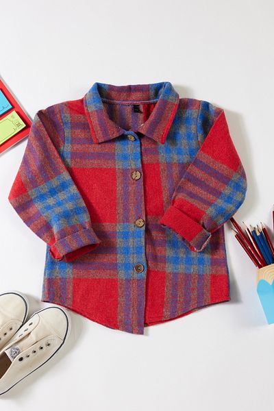 TRENDYOLKIDS Piros kockás lány ing - TKDAW25GO00005