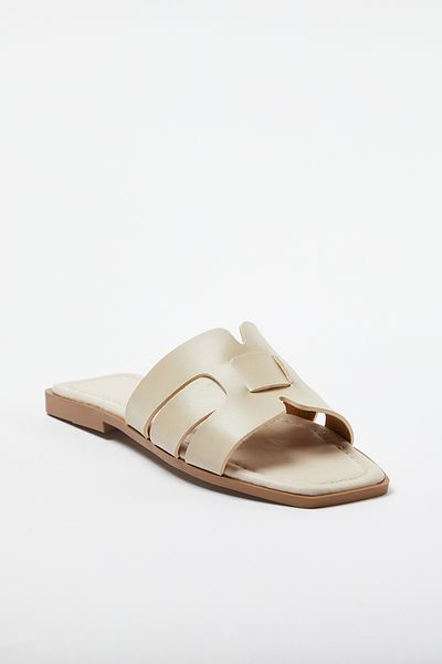 TRENDYOL SHOES Ecrufarbene Damen-Hausschuhe mit Einzelstreifen für den täglichen Gebrauch - TAKSS24TE00010