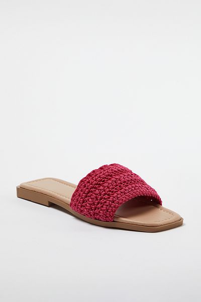 TRENDYOL SHOES Fukszia női papucs – kötött részlet, TAKSS24TE00008