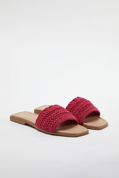 TRENDYOL SHOES Fukszia női papucs – kötött részlet, TAKSS24TE00008