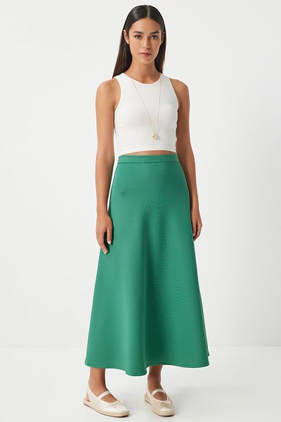 Happiness İstanbul Green A-line Loose Women's Skirt - TO00148