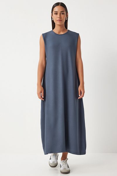 Happiness İstanbul Ärmelloses Sommer-Strickkleid aus Lycra in Anthrazit - BF00098