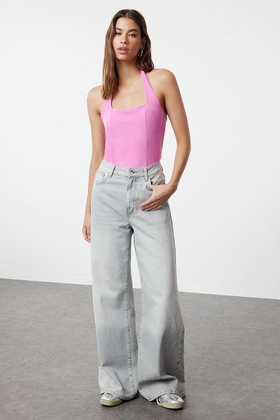 Trendyol Collection Ροζ Εφαρμοσμένη/Σώμα ελαστική πλεκτή μπλούζα TWOSS24BZ00492