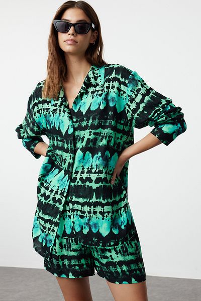 Trendyol Collection Woven Abstract Print Shirt and Shorts Beach Set - Tbess24Au00069
