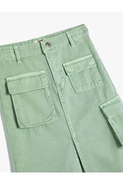 Koton 4SKG70013AD Cotton Girl's Skirt GREEN