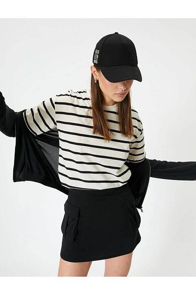 Koton 4SAL10824IK - Koton Black Striped Women's T-shirt