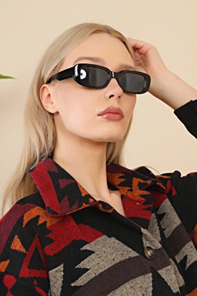 polo55.sport.1855 نظارة شمسية نسائية بإطار مستطيل أسود مكتنزة