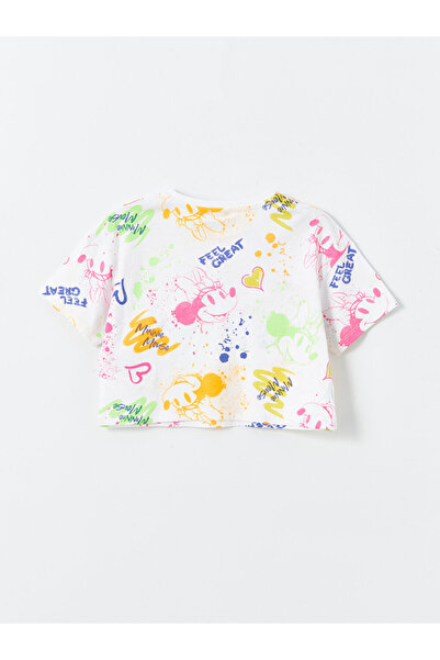 LC Waikiki Minnie Mouse Printed – dívčí triko Crop, výstřih, krátký rukáv