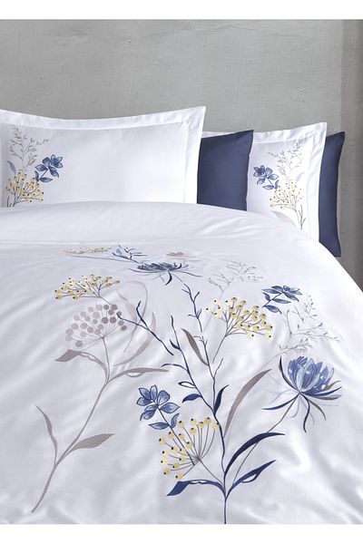 Dantela Set cuvertură de pilota din satin din bumbac jacquard cu nufăr dublu alb