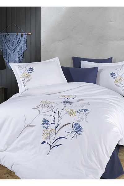 Dantela Set cuvertură de pilota din satin din bumbac jacquard cu nufăr dublu alb